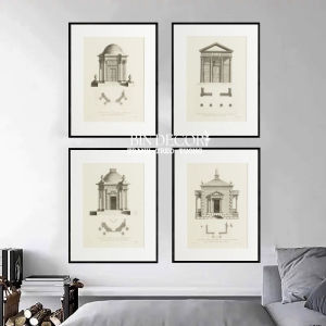 (HÌNH THẬT) Tranh treo tường kì quan thế giới bộ 4 tấm sẵn khung trang trí decor quán nhà hàng