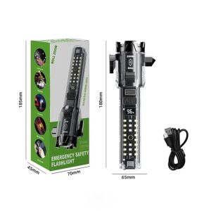 H2S Senter Safety 10 IN 1 LED Laser 30w Cas Roll Zoom In Out Hammer Emergency Alarm HS-L7F