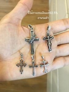 เงินแท้ 92.5% จี้ไม้กางเขน 5 Size รวมรูปแบบรมดำ เลือกขึ้นเพื่อความสะดวก ความงาม และความเหมาะสม