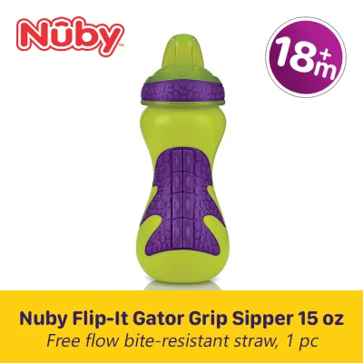 Nuby 18m+ Flip-It Gator Grip Hard Straw Toddler Cup