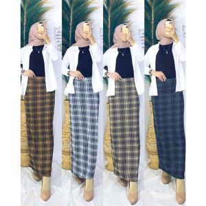 ROK SPAN TARTAN MOTIF KOTAK KOTAK KOREAN STYLE PANJANG