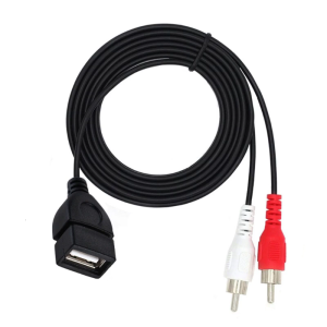 USB2.0 Female to 2RCA Male Cable Splitter 2RCA to USB Adapter for HDTV Television Home Theater Amplifiers Speaker Car
