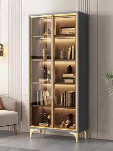 [Cozy ]Book Shelf Light Luxury Bookshelf Cabinet Floor Standing Bookcase Dustproof Rack