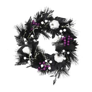 Halloween Wreath with Pumpkins Front Door Wreath Gothic Garlands For Doorway Window Seasonal Party Decoration