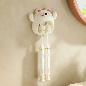 BABYUNION Kids Toothbrush Holder Cute Bear Style Wall Mounted Tooth Holder for Baby