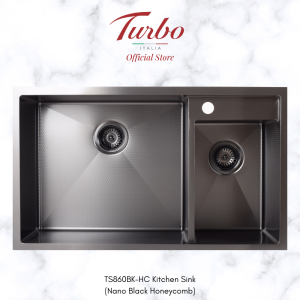 Turbo Italia TS860SS/BK Honeycomb SUS304 Stainless Steel Kitchen Sink