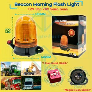 Lampu Suar 3 Mode (Pusing/Berkelip) Cahaya LED 12V-24V Strobe Flash Beacon Lamp Lampu Amaran (Kuning) Lori Treler Trak