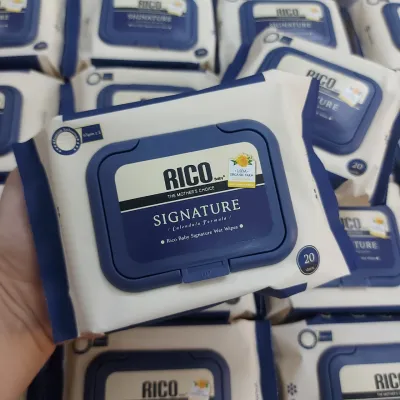 5 Gói Khăn Giấy Ướt RICO SIGNATURE MINI 20 TỜ - Hàng chính hãng - Khổ to dày dập ô cao cấp - không hương - có nắp và không nắp