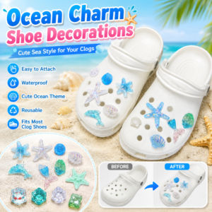 Blue Sea Star Shell Shoe Charms Crocs Jibbitz Accessories Ocean Beach Theme DIY Shoe Decorations For Clogs Sandals Summer Style Cute Fun New Design