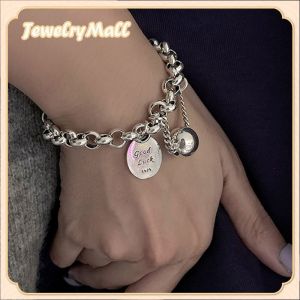 silver original italy 925 Goodluck tag ball bracelet  free original money ring charm  for women  and men gift