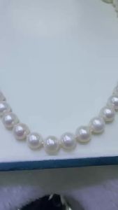 Natural freshwater pearl necklace 9-10mm perfectly round almost high luster with s925 silver clasp