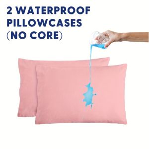 2 PCS Waterproof Pillow Case Pillow Cover Bedbug Proof Pillow Protector Bed Pillowcase No Zipper