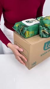 (TẶNG SÁCH TÔ MÀU) Khăn giấy ướt Lamy Thùng 10 gói lớn (1000 tờ) không paraben mềm mịn dịu nhẹ