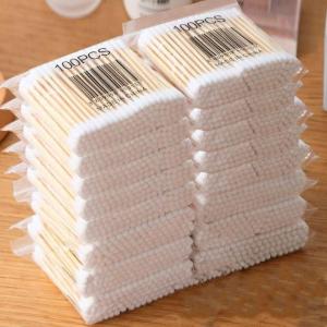 Tăm Bông Gỗ 2 Đầu 100 Que – Set 10 Gói – Đầu Bông Mịn Thân Gỗ Tự Nhiên Vệ Sinh Tai & Trang Điểm
