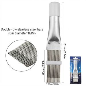 【SKIT SG】Air Conditioner Stainless Steel Fin Comb AC Coil Cleaner Condenser Evaporator Radiator Fin Repair Tool HVAC Coil Cleaning Brush Fin Straightener Metal Fin Comb for Aircon Condenser Radiator Refrigerator Heat Exchanger Maintenance Durable Reusable