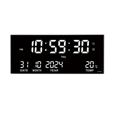 FCDigital Large Wall Clock Alarm Temperature Date Calendar Display 8 Sets of Alarm Clocks 14 Electronic LED Clock Plug-in Use