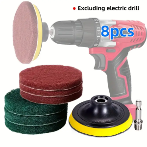 Busa Pad Gosok Scruber Alat Poles Mesin Bor Listrik Set 8 Pcs Kepala Pembersih Scrubbing Pads Kit with Backing Disc Electric