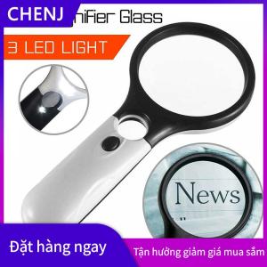 CHENJ 3LED ánh sáng 45x cầm tay kính lúp đọc sách Magnifying Lens Jewelry Loupe