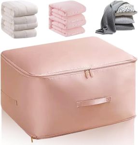 Ultra Space Saving Self Compression Organizer 2025 New Storage Organizerr Dustproof and Moisture-proof Compression Storage Bag for Comforters Clothes Blankets (Apricot Pink Large)