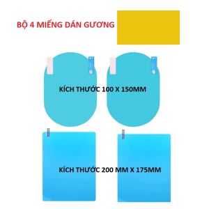 Miếng dán chống sương mù chống nước chống mưa dán kính chiếu hậu và kính cửa xe ô tô bộ 4 miếng