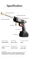 DEKES Cordless pressure washer ，Electric Pressure Washer Power Washer Portable  washer Pressure Water Nozzle Cleaning Machine Kit High Pressure Washer. 