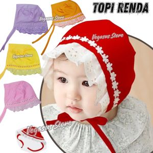 Topi Renda Marsya Bayi Perempuan NewBorn Kupluk Lucu Ikat Tali - okiyo-Aurora Store(COD)
