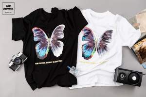 Áo Thun Nam Nữ Form Rộng Hàn Quốc In Hình Cánh Bướm Sắc Màu Độc Đẹp Vải Dày Mịn Thoáng Mát Thiết Kế Thời Trang Kiểu Dáng Năng Động Trẻ Trung ( trắng )