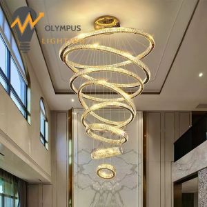 Modern home decoration crystal chandelier stair Pendant lamp living room Pendant lights interior lighting