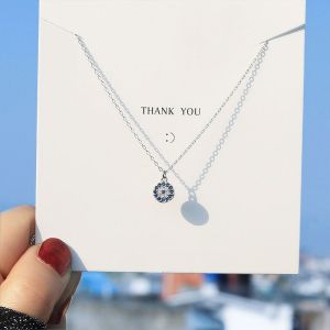 GENENIC Thin Alloy Gift For Women Girls Evil Eye Chain Turkish Pendant Crystal Accessories Jewelry Necklace Choker