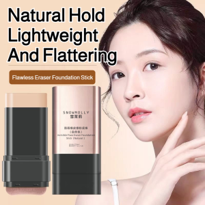 ✨【Dual-ended Foundation Stick With Brush】Natural Invisible Blemish Light Concealer Foundation Stick Brightening Light Concealer Long-lasting Makeup Effect Non-smearing Foundation Cream