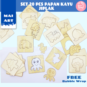 Mai Art 20 Pcs Alat Jiplak Bahan Papan Kayu Untuk Tracing Gambar Kreatifitas Sensory Play Stencil