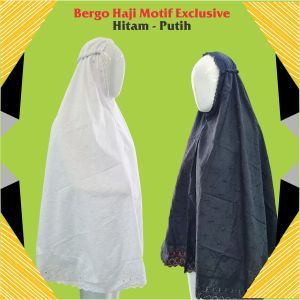 Jilbab Bergo Haji Umroh Jumbo Putih Hitam Bergo Renda Motif Terbaru / Bahan Adem Tidak Mudah Kusut