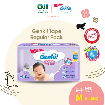 Genki! Regular Tape Diapers Baby - Size NB (28s)/S (28s)/M (24s)/L (20s)/XL (18s)