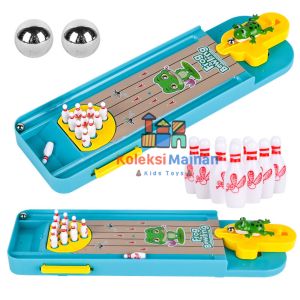 Board game mainan anak katak tembak botol frog bowling set finger game