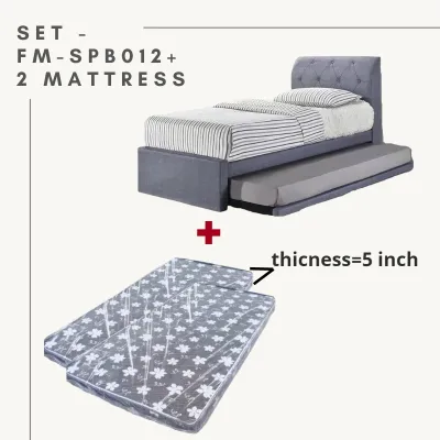WFurniture Single Pull Out Fabric Bed Frame Katil tarik Katil Kain Katil bujang Single Divan Bed Double Decker Bed