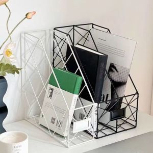 MMLUCK Vertical Metal File Shelf Mesh Wrought Iron Magazine Storage Rack Wear-resistant High Appearance Level Storage Shelf Home Office