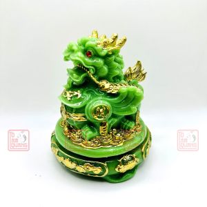 Tỳ Hưu phong thủy ngọc xanh lá đế xoay cao cấp để bàn thờ thần tài thu hút tài lộc may mắn - TÔ TÂM QUANG