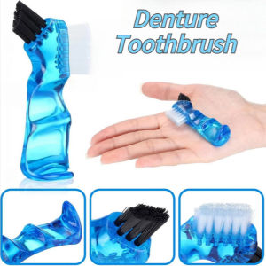 Mini Denture Cleaning Brush with Multi-Layered Bristles Double Sided Brush for False Teeth Cleaning