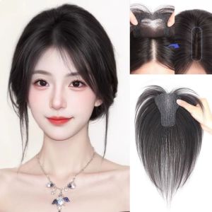 YSUNNY แอร์แบงส์ ท็อปเปอร์ผมแบบไม่มีคลิป ต่อผม กลาง หน้าม้าผมสังเคราะห์ หน้าม้าผม ระบายอากาศได้ แผ่นปิดผมฟู ผู้หญิง