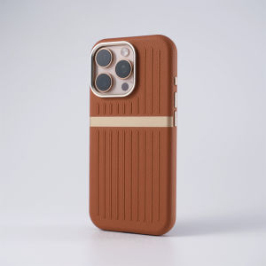 Luxury Leather Magnetic Phone Case For 17 Air 16 15 14 13 Pro Max For MagSafe Classic Striped Anti-fingerprint Matte Back Phone Cover For iPhone 17 Pro Max Shockproof Protective Casing