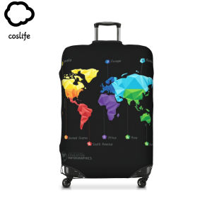 COSLIFE Colourful World Thickened Luggage Cover 18/24/28/32 Inch High Elastic Travel Suitcase Spandex Protective Cover