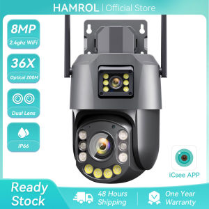 Hamrol 8MP 36X Optical Zoom Dual Lens PTZ WiFi Camera Waterproof Color Night Vision CCTV Camera