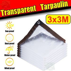 2PCS Transparent Trapal Cover Clear Waterproof UV-Resistant Tarpaulin for Garden Greenhouse Outdoor Use Sunshade