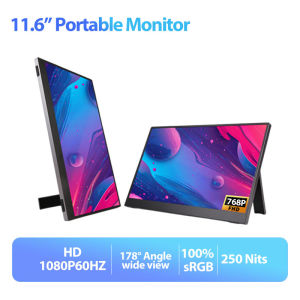 AHXJKA Portable Monitor 15.6 Inch FHD 1080P HDMI USB C Second External Monitor For Laptop Desktop MacBook Phones Tablet PS5/4 Xbox Switch Built-in Speaker With Protective Case