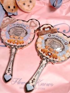 Handheld Makeup Mirror Sweet Heart Bear Series Handheld Mirror New Product High Value Princess Makeup Mirror Portable Beauty Tool