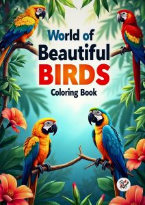 สมุดระบายสีเกรดพรีเมี่ยม ธีม "World of Beautiful Birds" โลกของนกสวยงาม กระดาษหนา210แกรม เล่มใหญ่สุดคุ้ม (แถมฟรี! สีไม้12สี 1กล่อง)