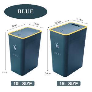 10/15L Large Capacity Trash Can Kitchen Toilet Dustbin Pressing Type Garbage Bin 按壓式垃圾桶 Tong Sampah