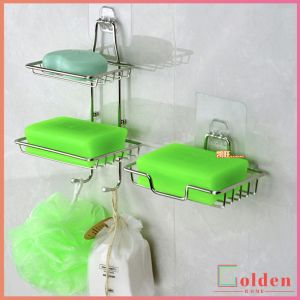 Golden ชั้นวางของ วางสบู่ ที่วางสบู่สแตนเลส  ฟองน้ำ ไม่ต้องเจาะผนัง  soap dish