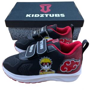 Sepatu Sekolah Anak Laki Laki Perempuan Sepatu Warna Hitam Murah Tali Perekat Karakter Anime Naruto Sipuden Umur 6-10 Tahun PAUD TK SD-KIDZTUBS1911040824