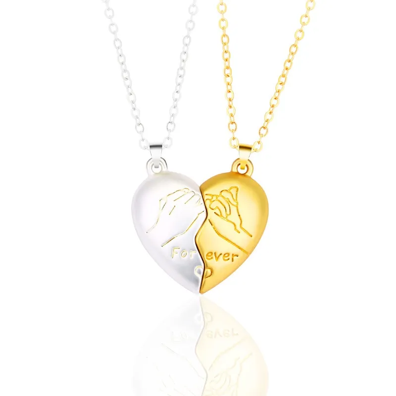 2Pcs/set Heart Couple Magnetic Necklace Women Wedding Fashion